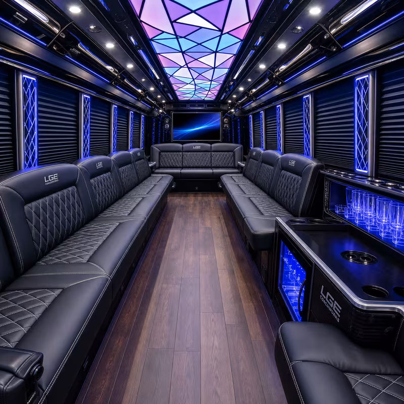 15 Passenger Party Bus Interior