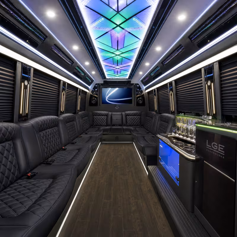18 Passenger Party Bus Interior