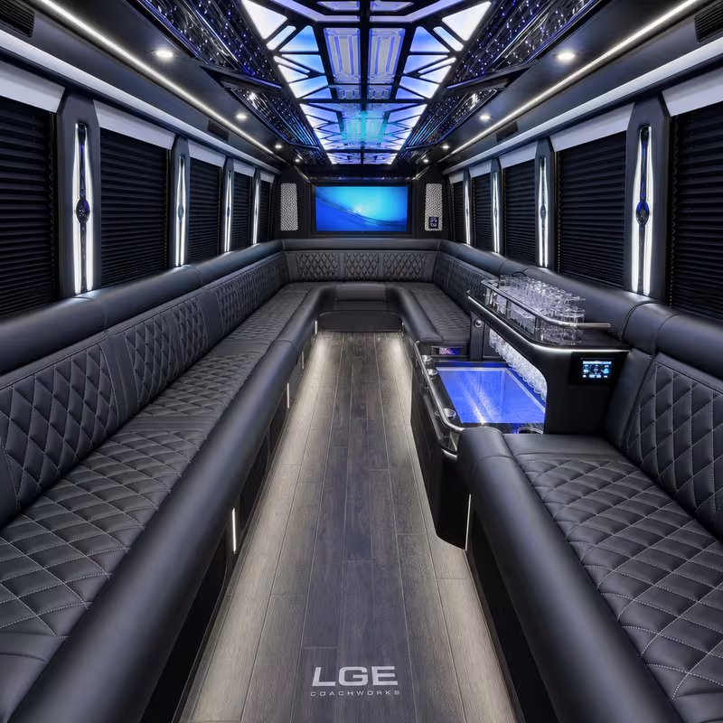 18 Passenger Party Bus Interior