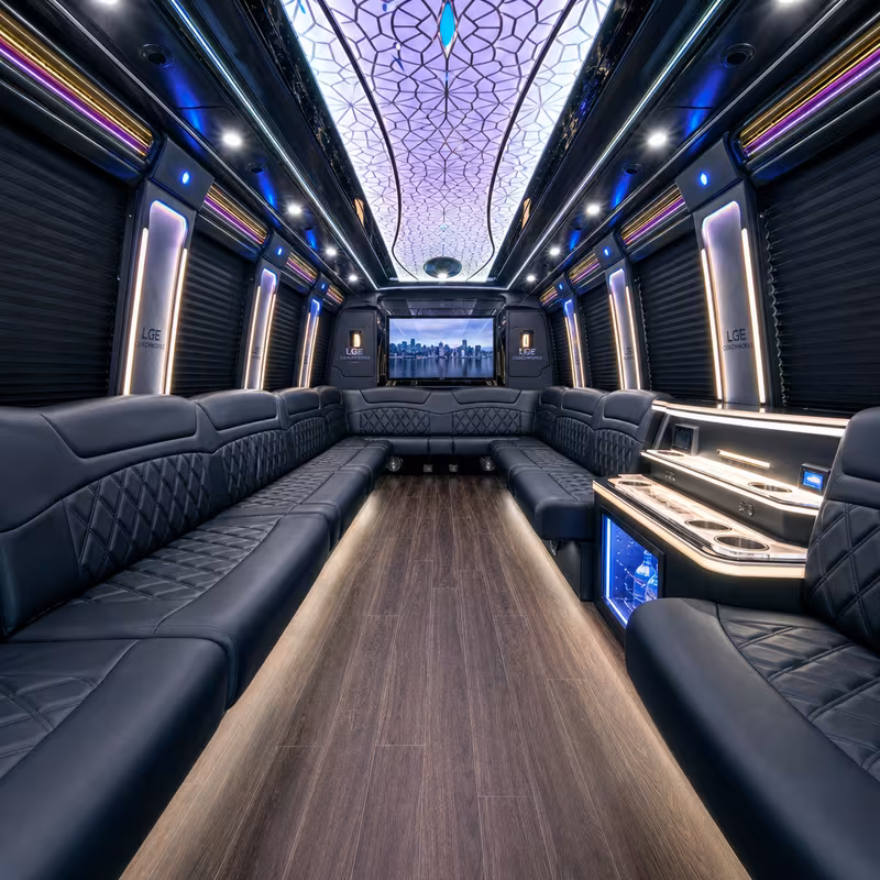 28 Passenger Party Bus Interior