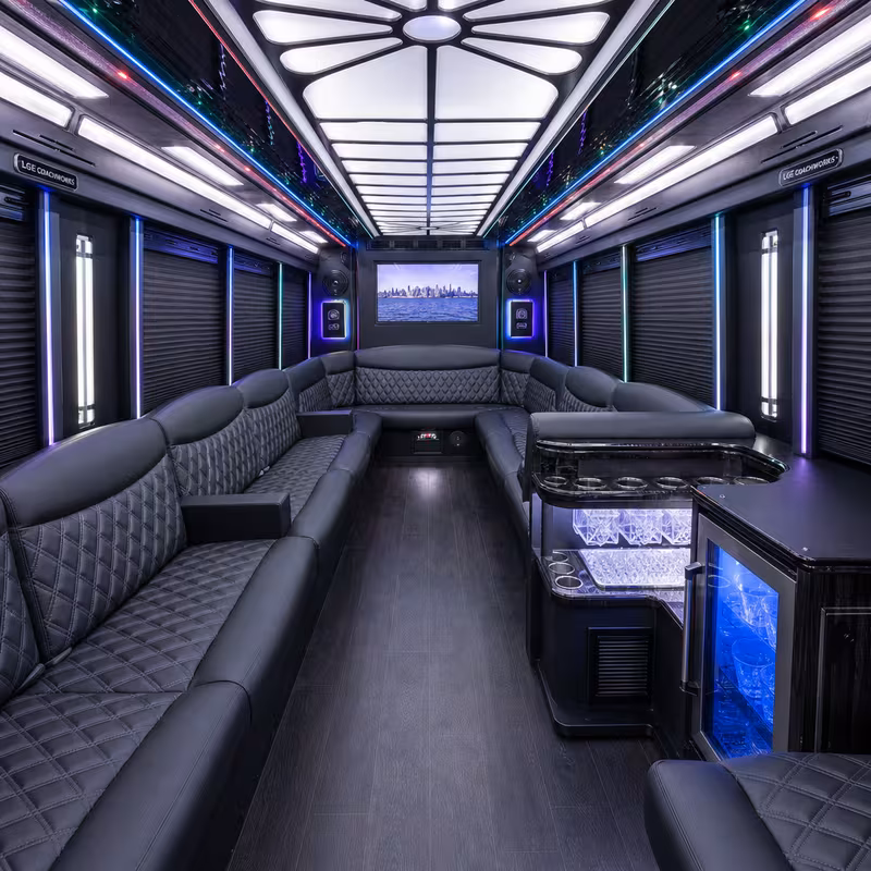 28 Passenger Party Bus Interior