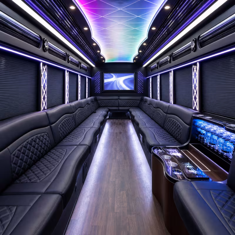 50 Passenger Party Bus Interior