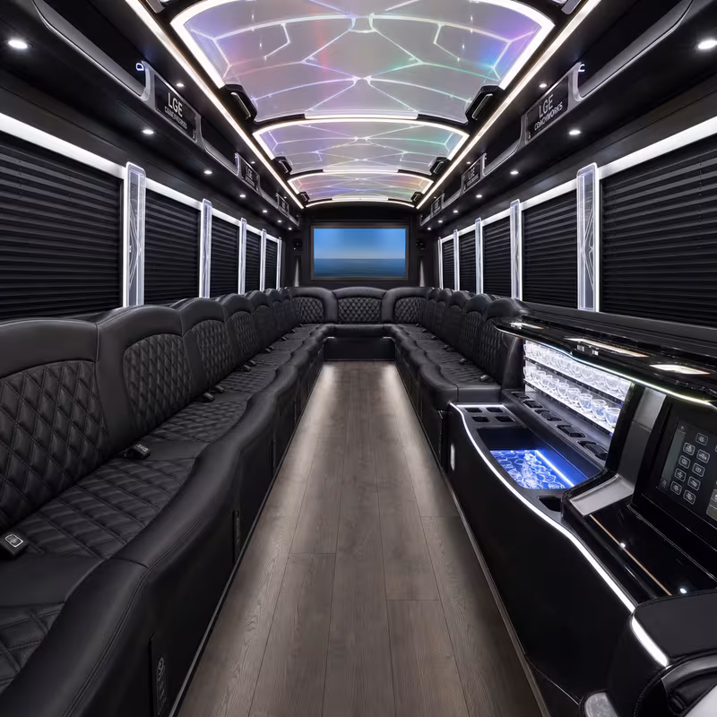 50 Passenger Party Bus Interior