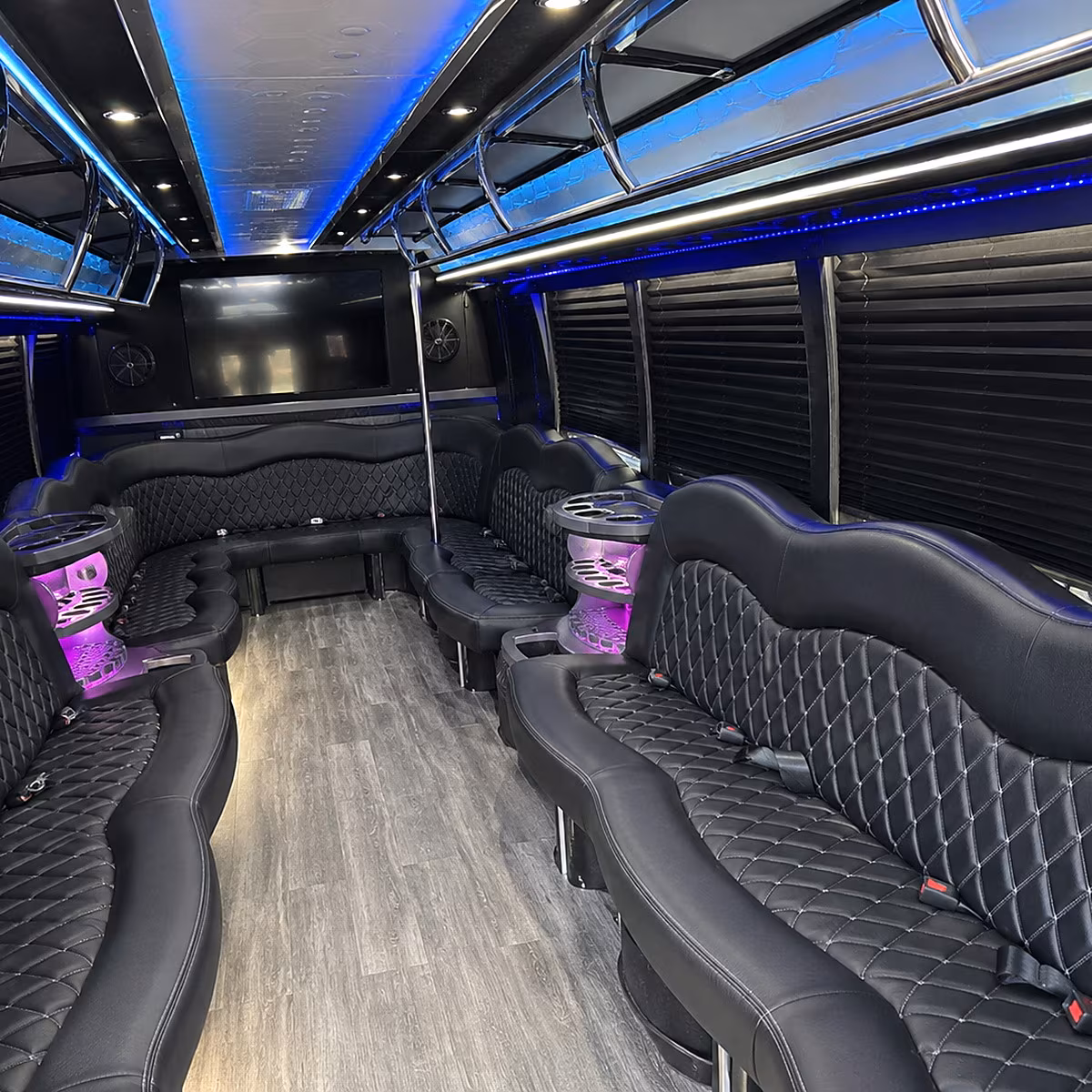 Los Angeles Prom & Homecoming Transportation party bus interior
