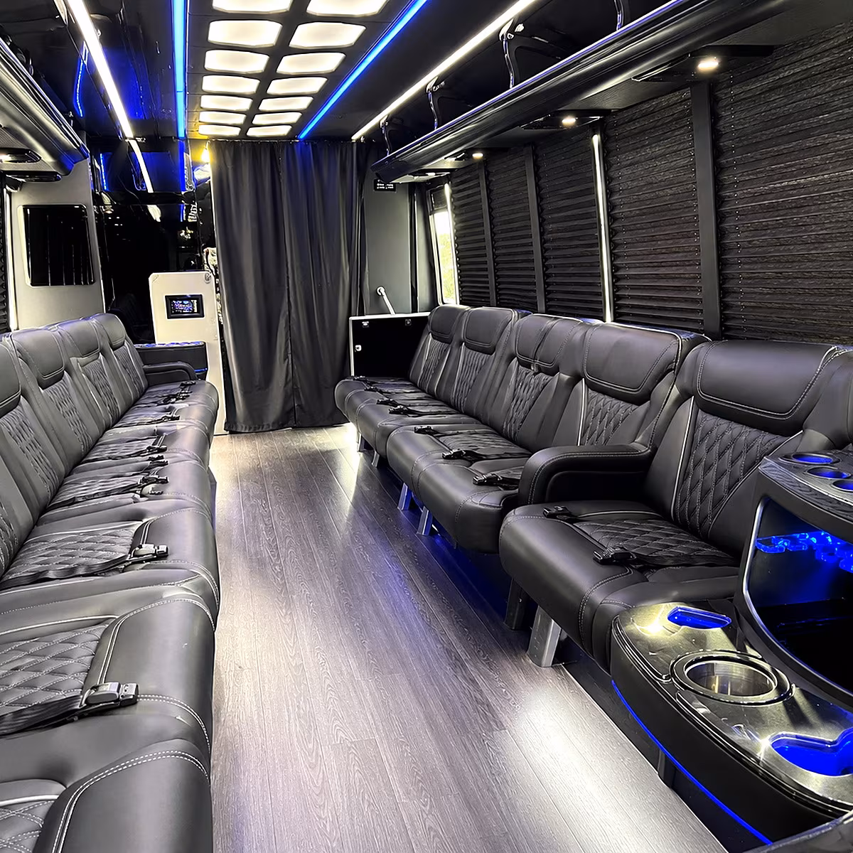 Los Angeles Winery Tour & Pub Crawl Transportation party bus interior