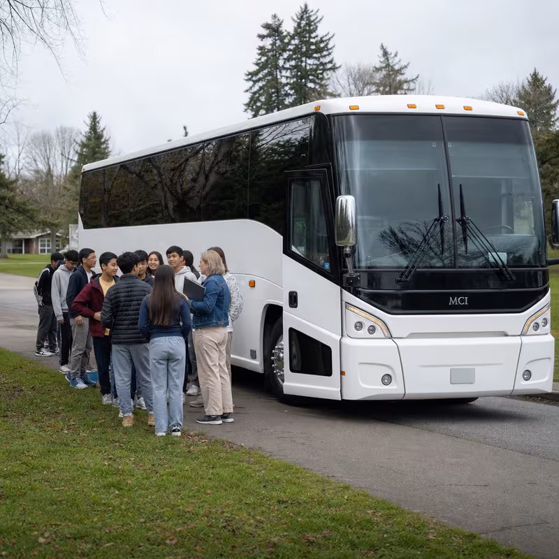 Black Mercedes Sprinter van staged for an Los Angeles School Transportation group